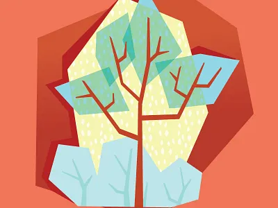 Angular Trees angle autumn background branch green illustration leaf minimal orange summer tree