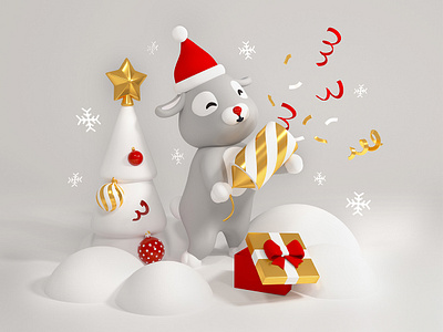 Happy holidays 3D Illustration 3d 3d art 3d illustration christmas design holiday illustration new year rabbit style