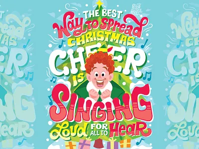 Elf character art character design christmas elf flat design hand lettering holidays illustration lettering snow typography