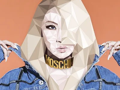 Polygon CL Portrait 2ne1 geometric illustrator low poly polygon portrait