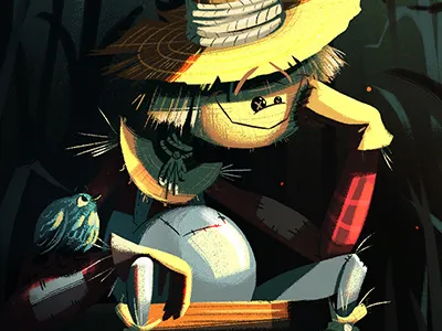 Scarecrow character childrens crows field illustration scarecrow