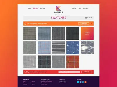 Product Page: Swatches branding clothing design gradient guide icons navigation products shop style ui website