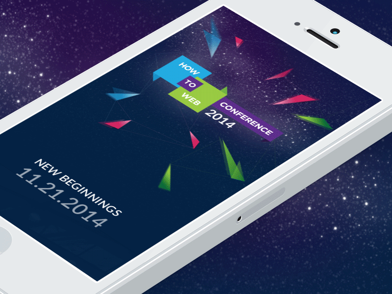 How to Web 2014 - App Redesign animation app conference home how to web iphone mobile outer space screen shards splash