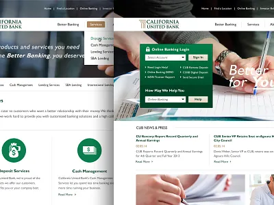 CUB Banking bank banking redesign web