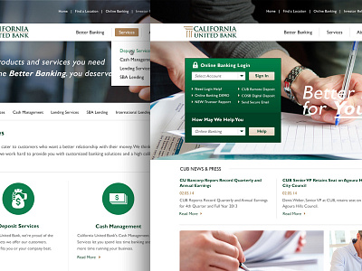 CUB Banking bank banking redesign web