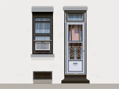 Door artist design door flat illustration