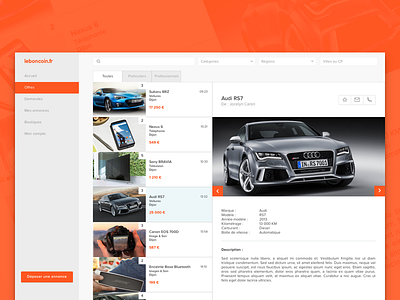 Leboncoin.fr concept gallery leboncoin menu post redesign ui