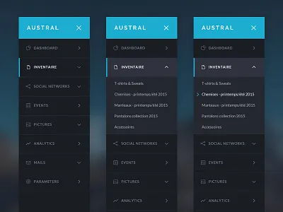 Austral - Menu dashboard