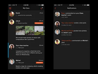 Group/Notifications app application concept dark groups ios ios8 iphone mobile people user interface