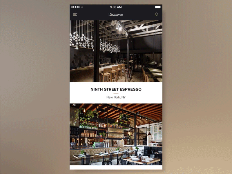 Navigation after effects black coffee gif gold menu navigation shops timeline white