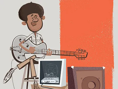 Guitar Kid amp guitar illustration sockmonkee vector