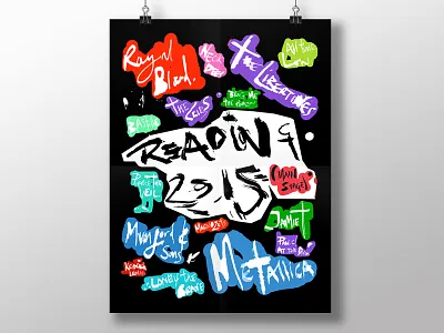 Reading Festival Line Up Poster design hand drawn hand lettering illustration lettering music music festival poster type typography