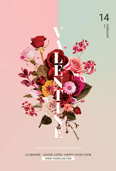 Valentine Flyer download envato flyer flyerdesign flyertemplate graphic design graphicriver love poster posterdesign psd romance romantic sweet template valentine