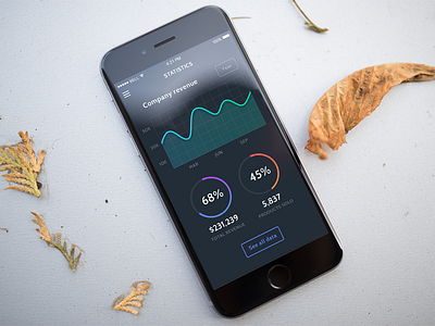 Data Stats app application chart dark dashboard data donut flat graph line statistics stats