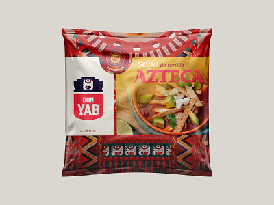DON YAB: Aztec tortilla soup packaging aztec brand branding design food graphic design honduras identity illustration logo maya mayan pack packaging packaging design
