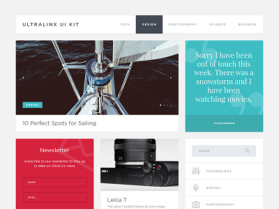 Ultra UI Kit clean download grid kit masonry minimal mobile psd ui ultralinx web