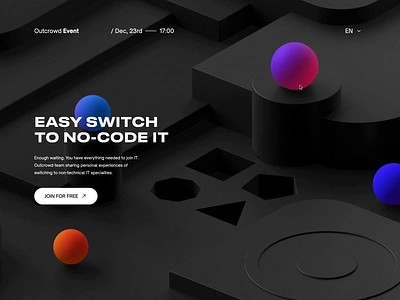Outcrowd Event - Web Case on Awwwards 3d animation awwward clean colors design minimal motion graphics ui ux web