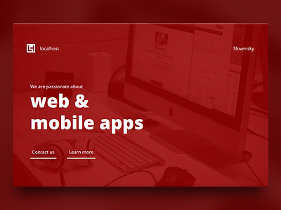 Localhost business card development fullscreen minimalistic monochromatic red startup typography web website