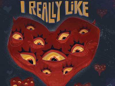 I Really Like You eyes heart love monster red