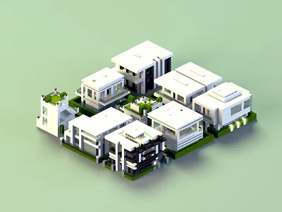 Modern Neighborhood Dribbble 3d architecture cinema 4d cube green house minecraft modern