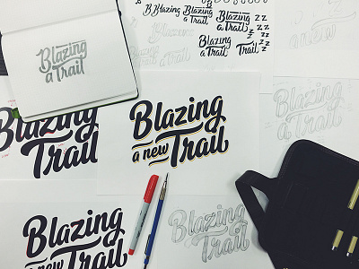 Blazing a new Trail - E3 elementthree handlettering handtype hashtaglettering lettering process vector vectormachine