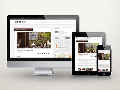 Events@RIT Responsive Design academic adobe brown calendar college events orange photoshop responsive ui web