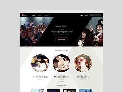 Theatres TV art branding flat logo mockups theatres ui ux vod web wireframes