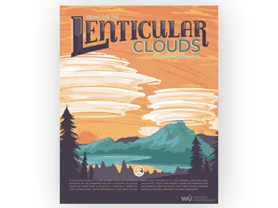 Lenticular Clouds Poster cloud lenticular poster weather weather underground wpa