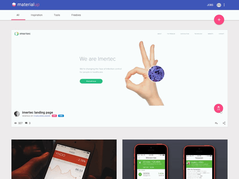 New layout for Materialup design layout material materialup