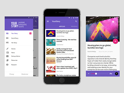 Yourstory - Material Design app apple branding design illustration sketch ui ux vector