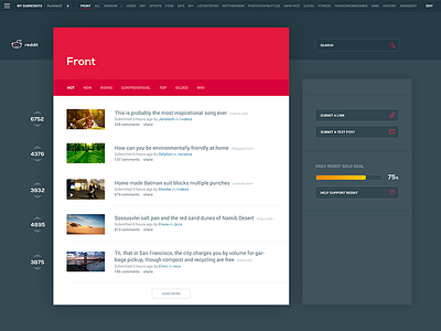 Reddit visual exploration bold dark exploration flat material reddit redesign results upvote visual vote