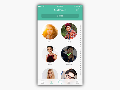 Finance App Send Money Tab clean flat ios iphone minimal neat ui