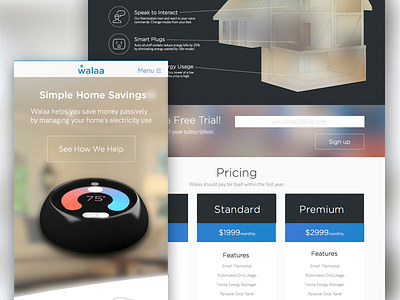 Energy Management Startup - Marketing Site flat marketing responsive saas thermostat web