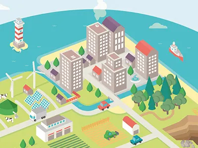 Green City circular economy green city illustration isometric wind farm