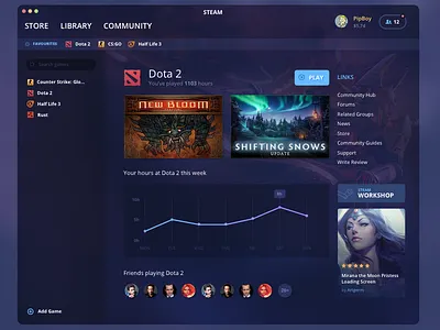 Steam - second attempt app dota game steam ui ux