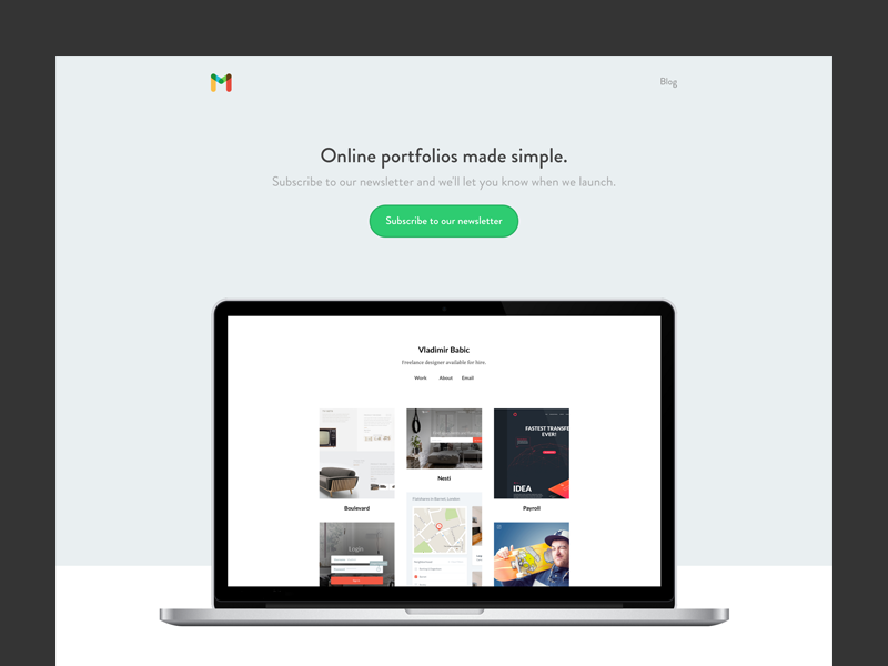 Example of Material Landing Page