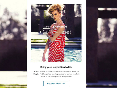 Welcome! Get Inspired. editorial email inspiration onboarding photos welcome