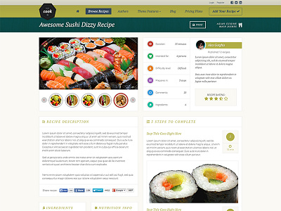 WPCook WordPress Theme - Recipe Page breakfast chef cook cuisine culinary dinner food gastronomy recipe restaurant