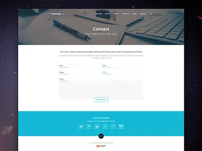 Ahmed Adel - Contact Page contact design marketer mockup personal ui ux white