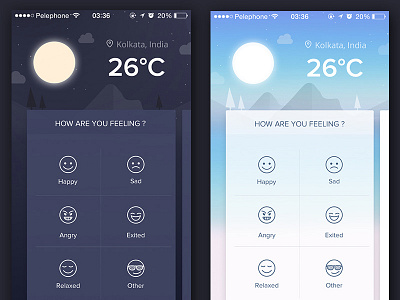 Select Mood day feel location mood night ui ux weather