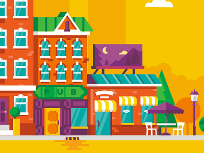 Mini City architecture beetle bug cafe city flat gym illustration pub stolz town volkswagen