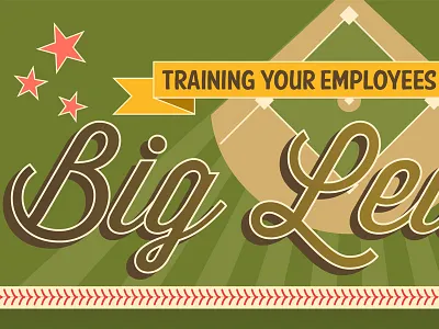 Training Your Employees for the Big League Infographic Design baseball employees illustration infographic training