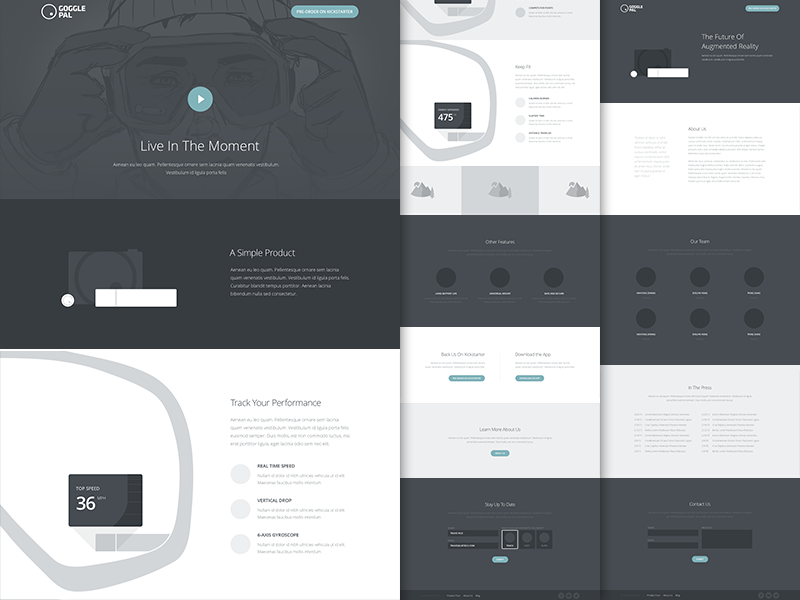 GogglePal Wireframes gogglepal layout product responsive ski snowboard ui ux wireframe