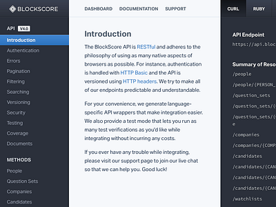 API Documentation Reference api blockscore documentation reference