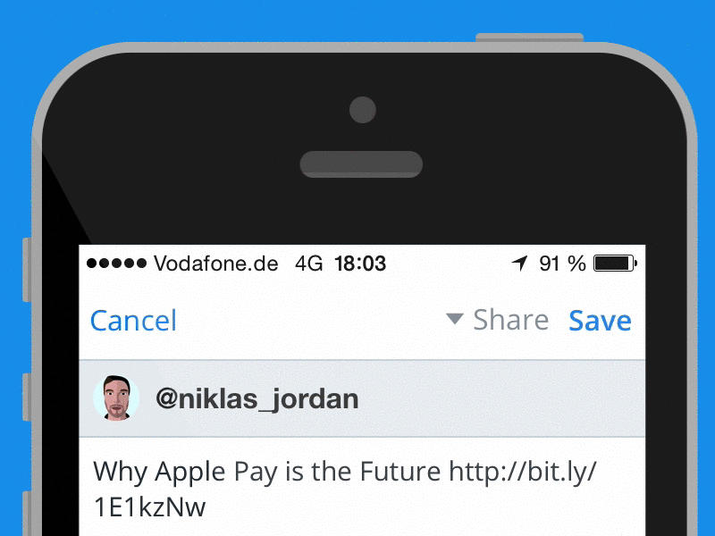 Select Accounts in Buffer App account animation app buffer ios iphone origami prototyp select
