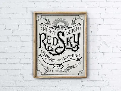Red Sky hand drawn hand lettering micron pens poster