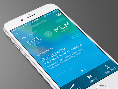 Landing Screen Flight Book app application flat flight booking hotel iphone app mobile app travel trip ui ux