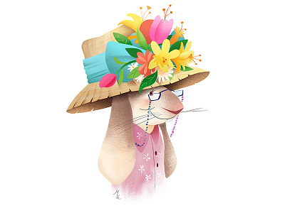 Minnie bonnet character illustration rabbit spring