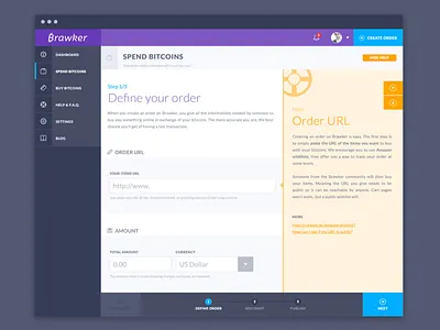Order creation bitcoin breadcrumb fields form grid help label navigation order responsive ui walkthrough
