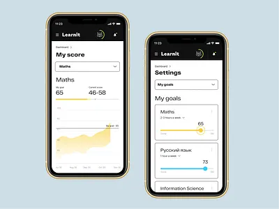 Online Learning Platform. My score and Settings. app chart graph ios learn light math mobile progress sat school score settings study ui white
